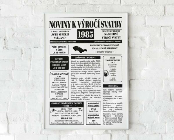 noviny k výročí svatby 1985
