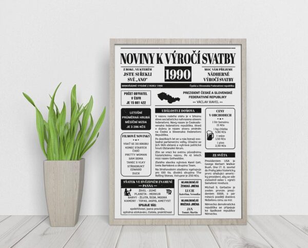 Noviny k výročí svatby 1990 - jednostranné - Obrázek 2