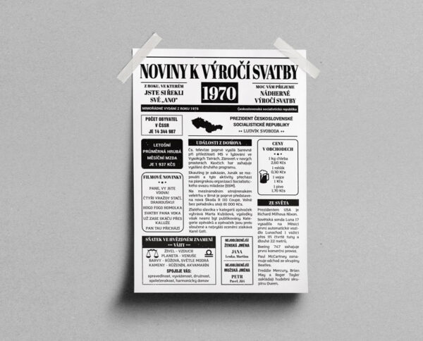 Noviny k výročí svatby 1970 - jednostranné - Obrázek 2