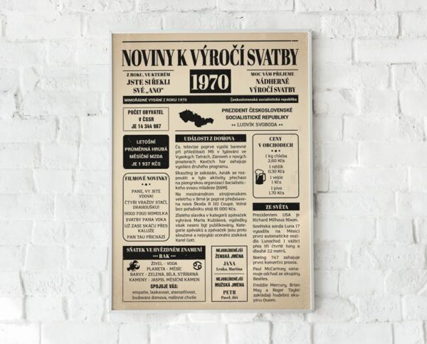 Noviny k výročí svatby 1970 - jednostranné - Obrázek 3