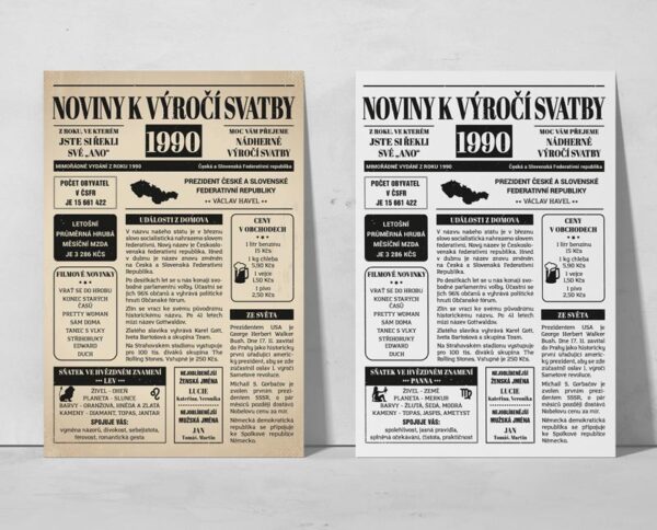 Noviny k výročí svatby 1990 - jednostranné - Obrázek 6
