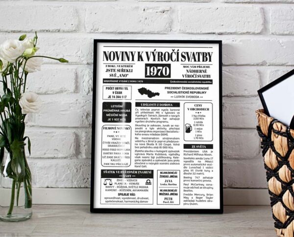 Noviny k výročí svatby 1970 - jednostranné - Obrázek 1